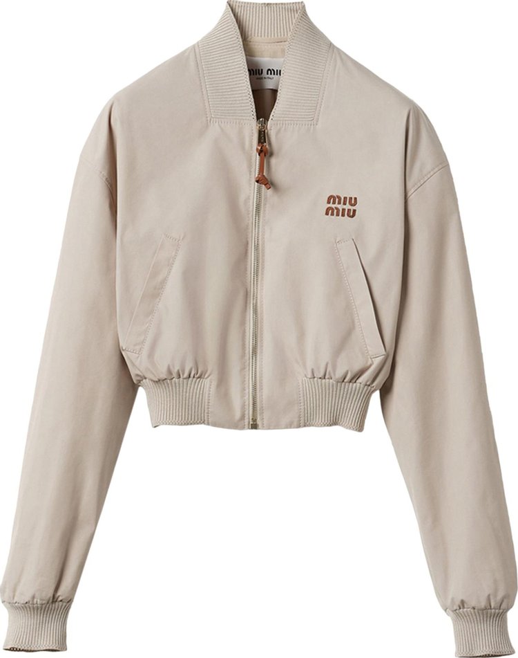 Miu Miu Crop Bomber Jacket White