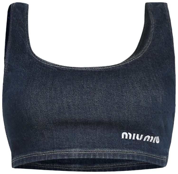 Miu Miu Crop Denim Top Blue