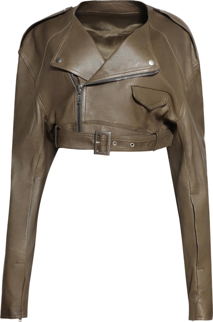 Rick Owens Micro Biker Jacket Bean