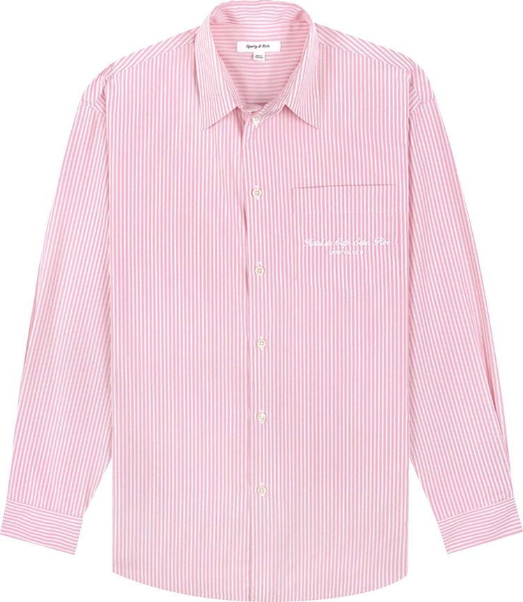 Sporty  Rich Hotel Du Cap Cursive Oversized Shirt PinkWhite