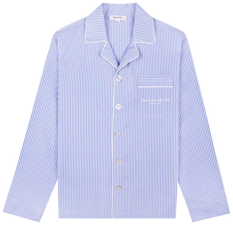 Sporty  Rich Hotel Du Cap Cursive Pyjama Top BlueWhite