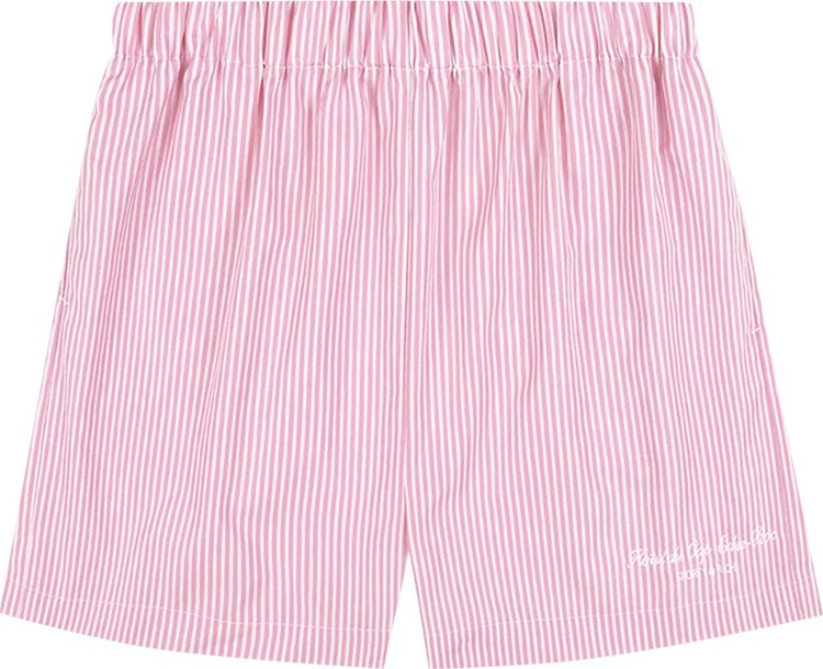 Sporty  Rich Hotel Du Cap Cursive Poplin Short PinkWhite