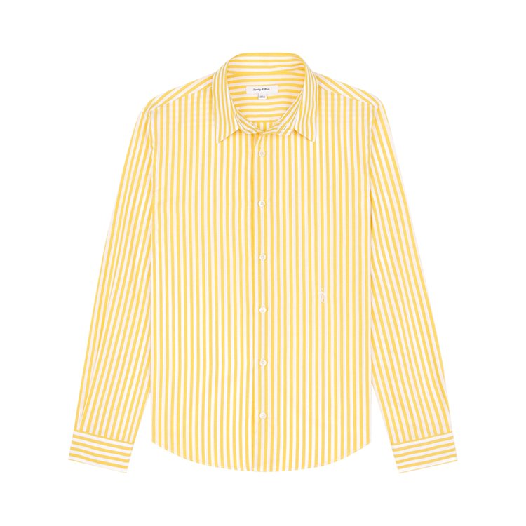 Sporty  Rich SRC Embroidered Button Down Shirt WhiteYellow