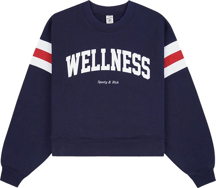 Sporty  Rich Wellness Ivy Rugby Crewneck NavyBright RedWhite