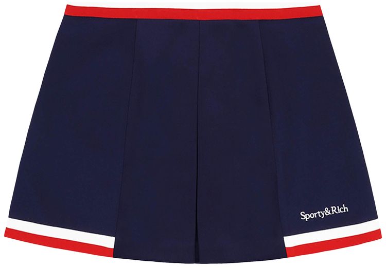 Sporty  Rich Serif Logo Mila Pleated Skirt Navy