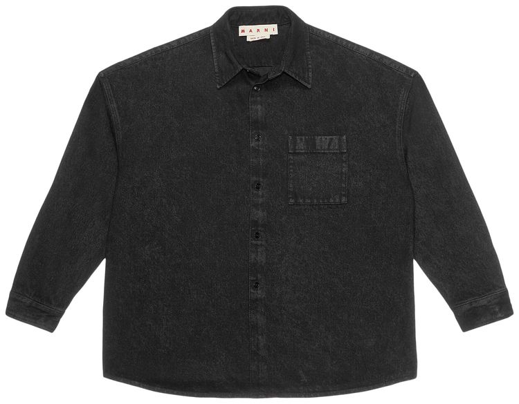 Marni Marble Dyed Denim Shirt Black