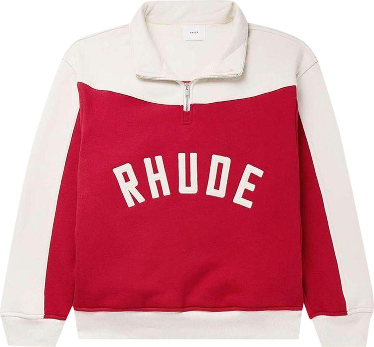 Rhude Contrast Quarter Zip Varsity Jacket Midnight BlueCream