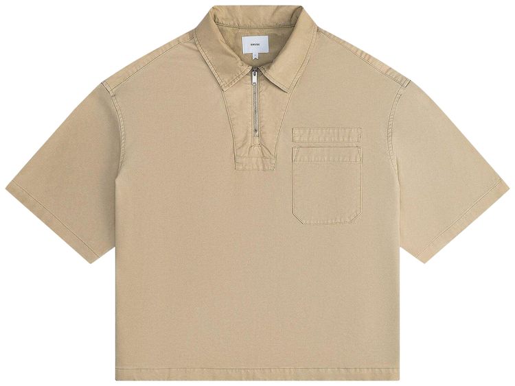 Rhude Boxy Half Zip Spray Short Sleeve Shirt Khaki