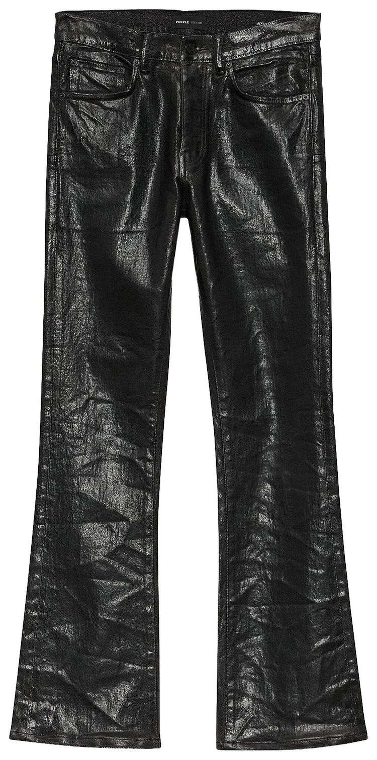 PURPLE BRAND Coated Flare Jeans Black