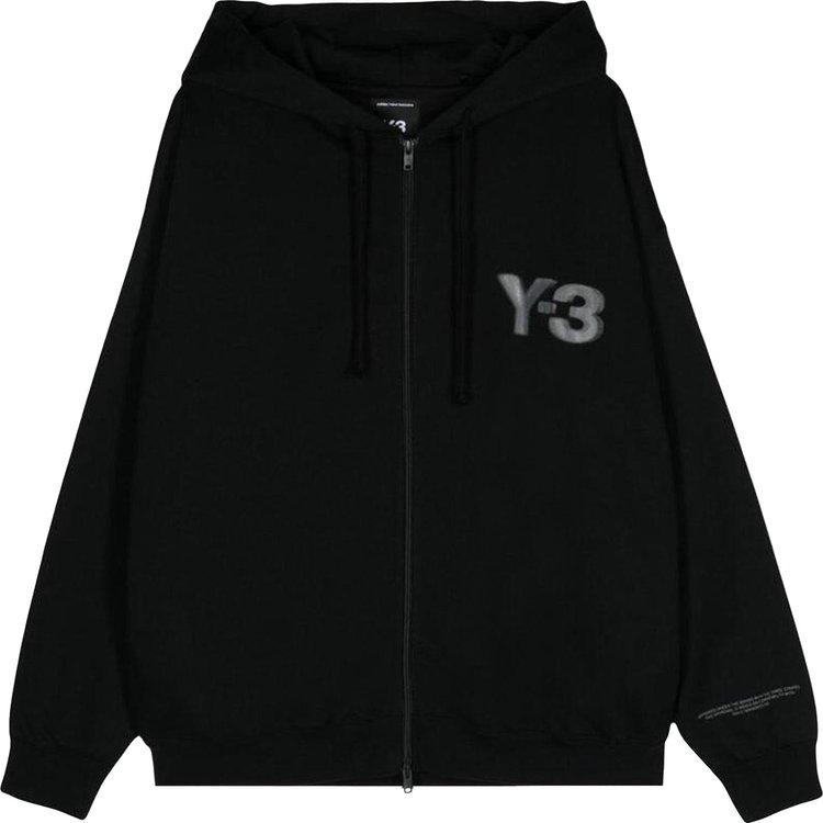 Y 3 Logo Zip Hoodie Black