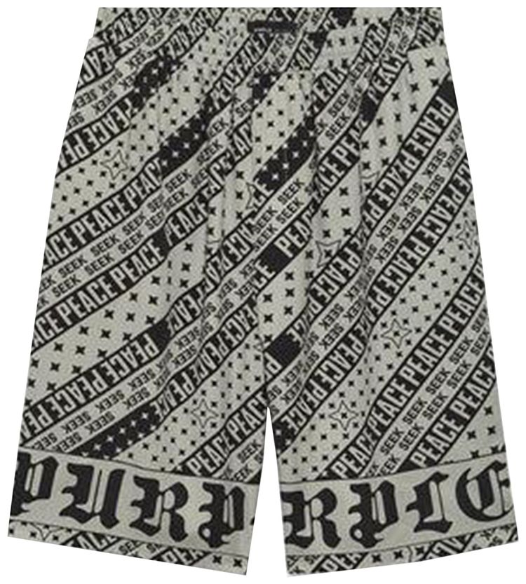 PURPLE BRAND Flag Bandana Shorts Grey
