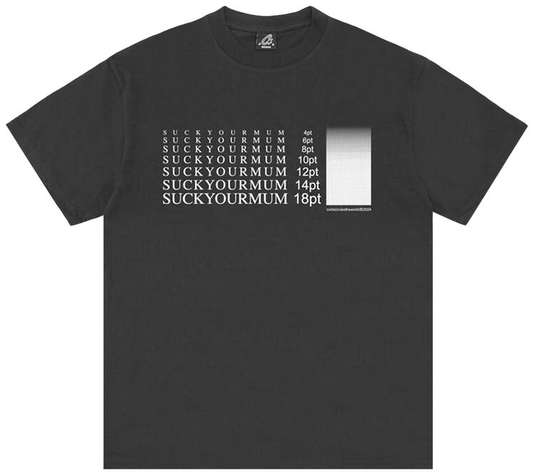 Corteiz Times New Roman Tee New Blank Black