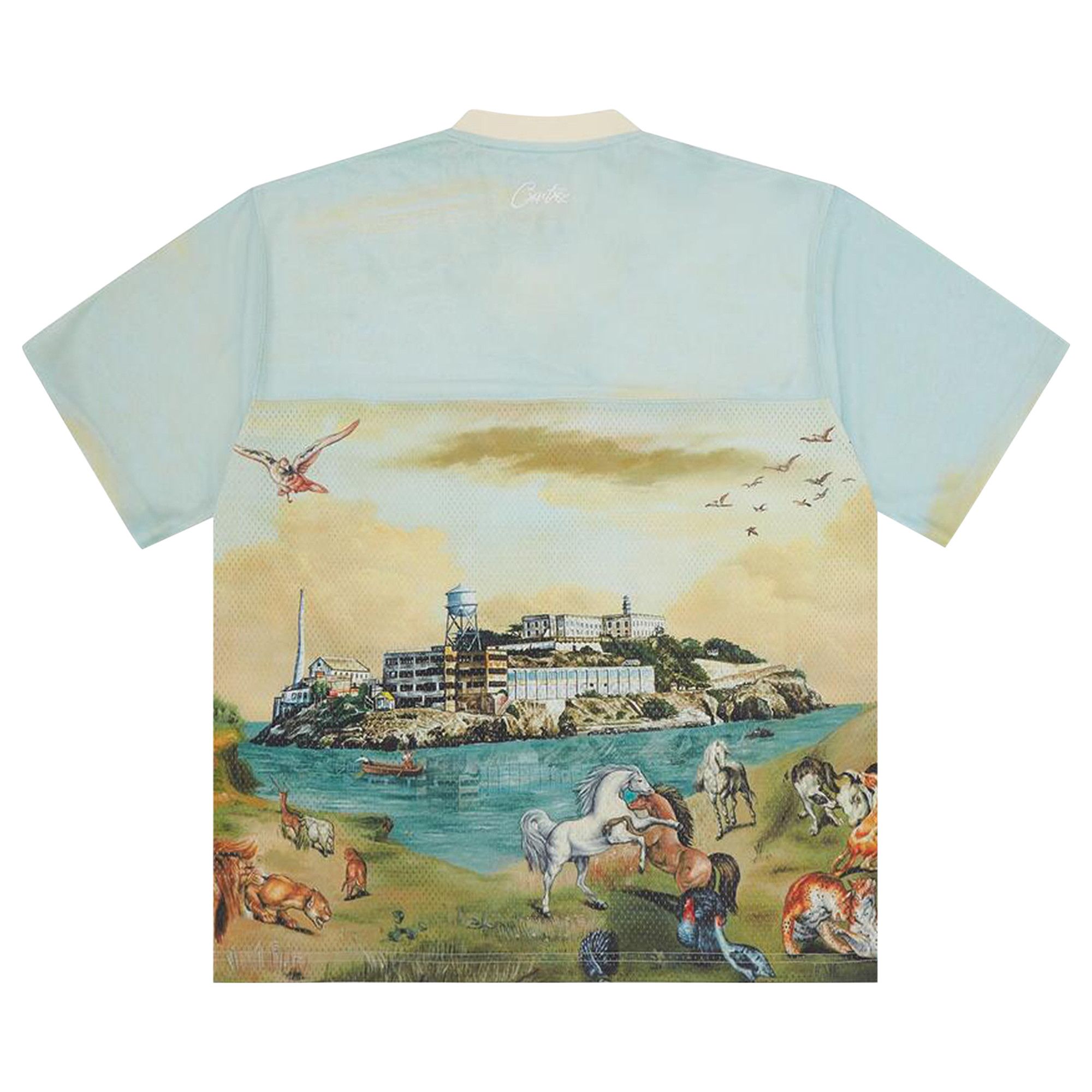 Size l Corteiz Narnia Football Jersey 'Blue/Cream'
