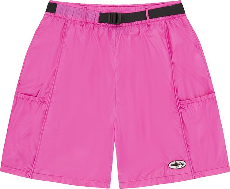 Corteiz Alcatraz Nylon Patch Shorts Hot Pink