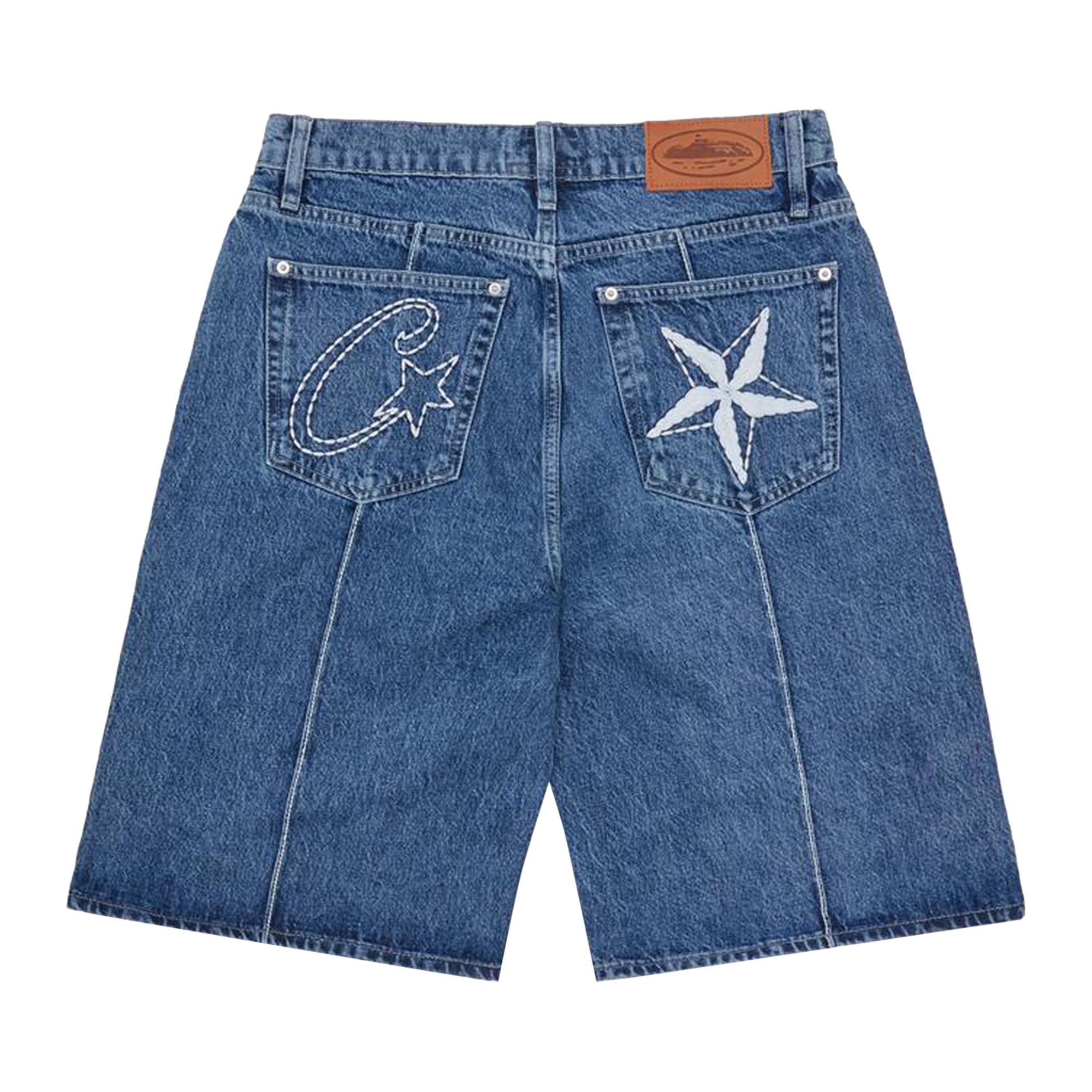 【SATIIIZ】Cutts Star Patch Bermuda Denim Pants SATIIIZ】Cutts Star Patch Bermuda Denim Pants (SATiiiZ