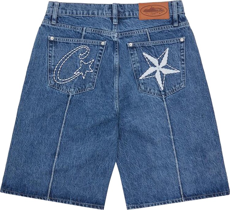 Corteiz C Star Denim Shorts Faded Blue