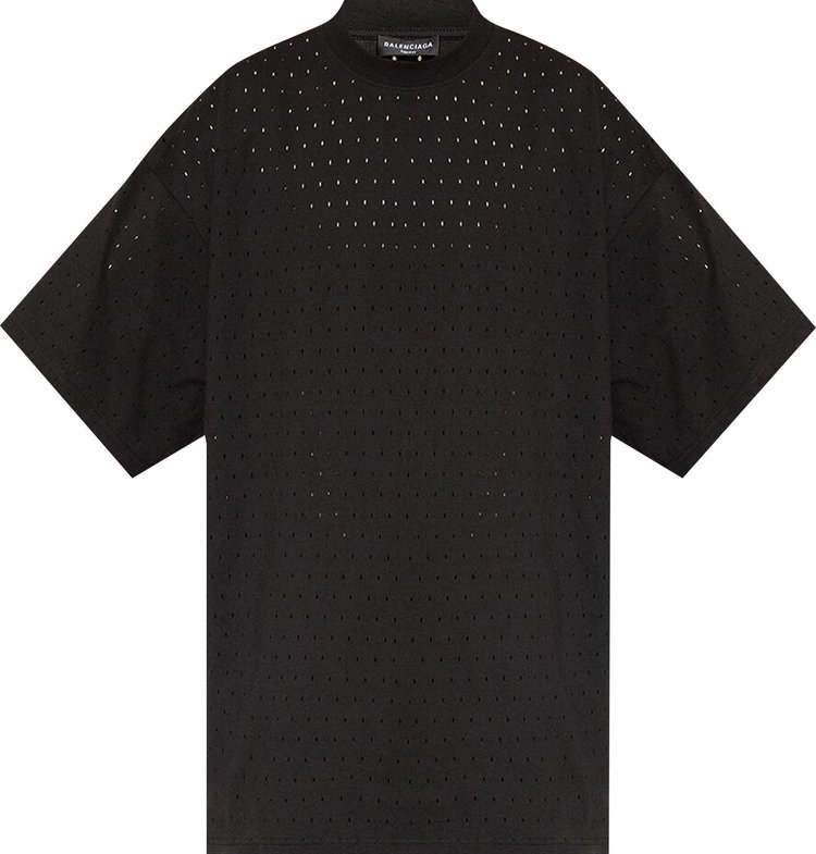 Balenciaga Perforated T Shirt Black