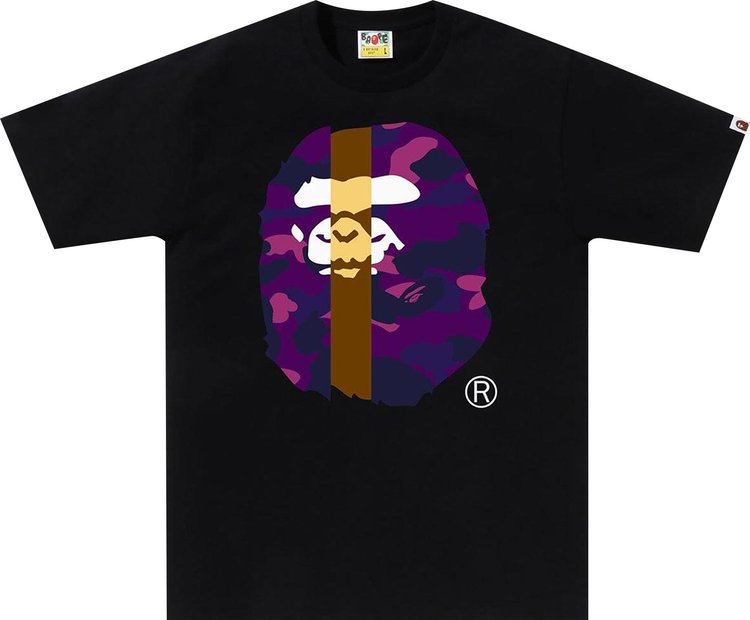 BAPE Color Camo Transform Big Ape Head Tee BlackPurple