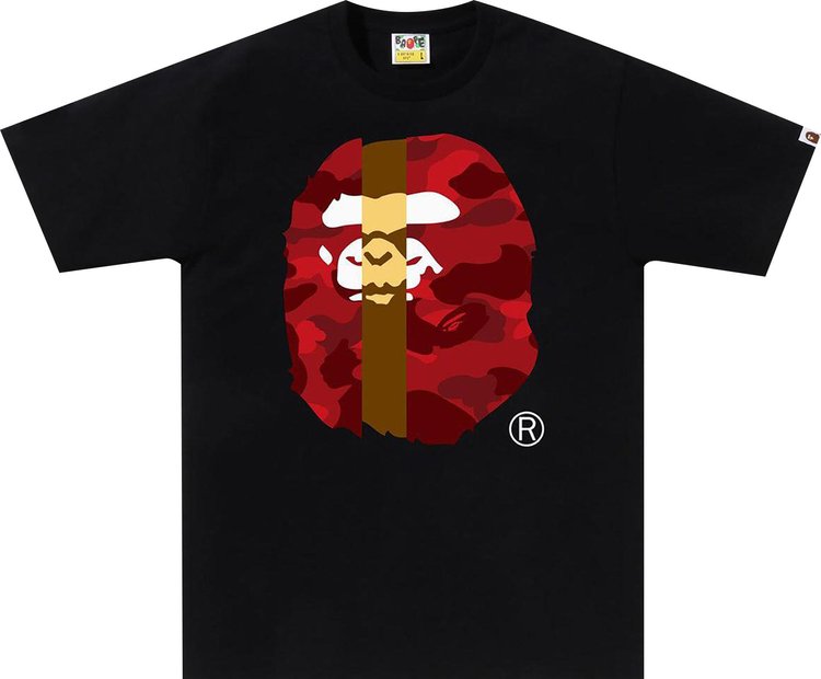 BAPE Color Camo Transform Big Ape Head Tee BlackRed