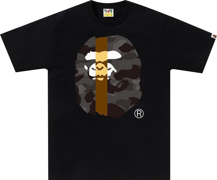 BAPE Color Camo Transform Big Ape Head Tee Black