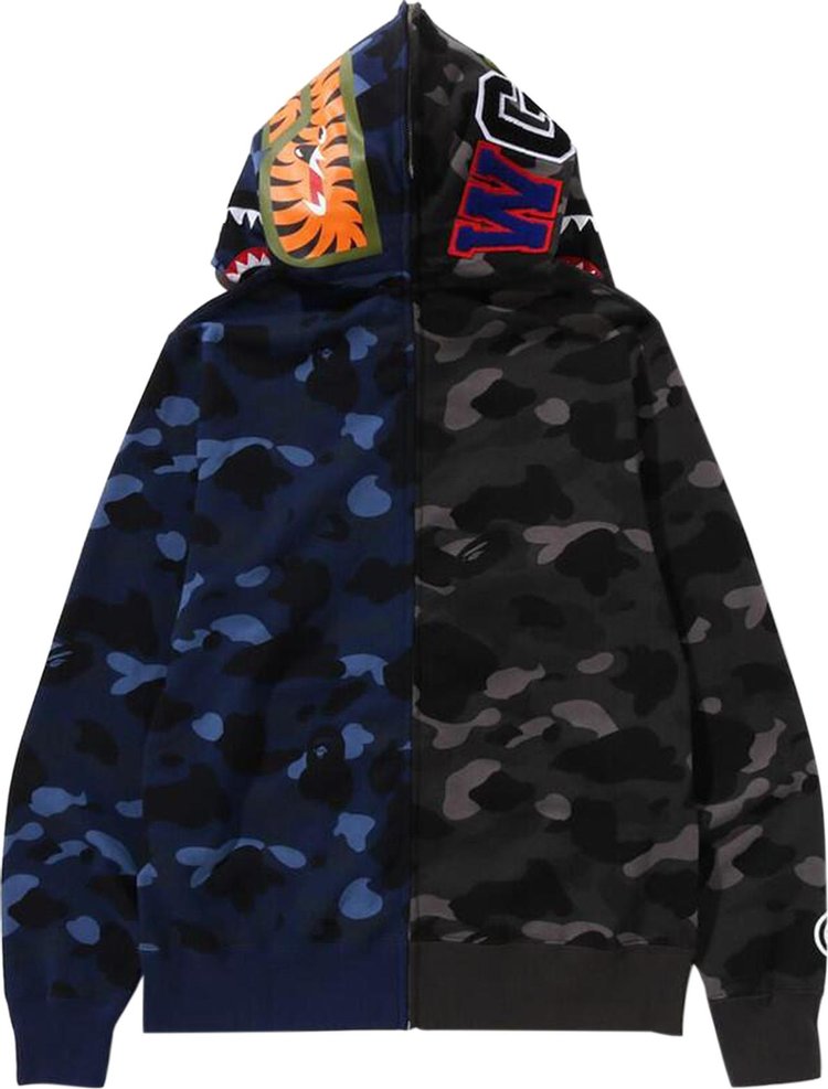 BAPE Color Camo Separate Shark Full Zip Hoodie BlackNavy