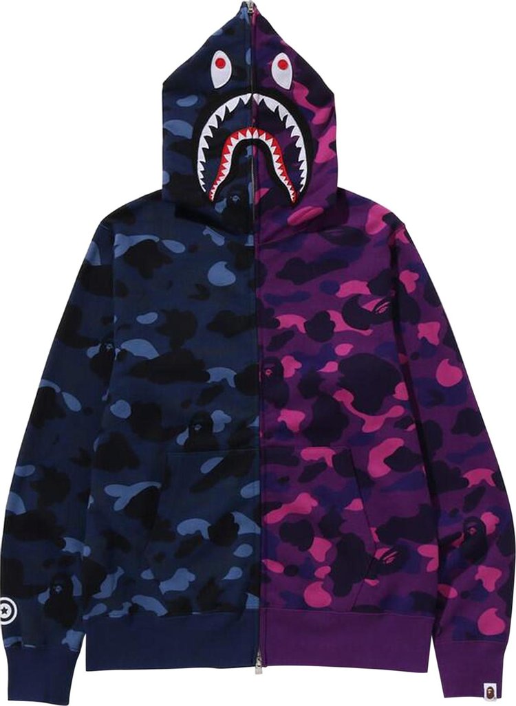 BAPE Color Camo Separate Shark Full Zip Hoodie NavyPurple