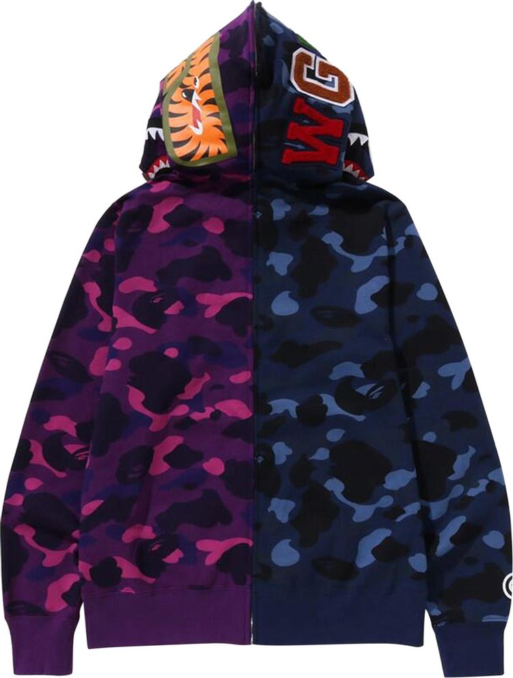 BAPE Color Camo Separate Shark Full Zip Hoodie NavyPurple