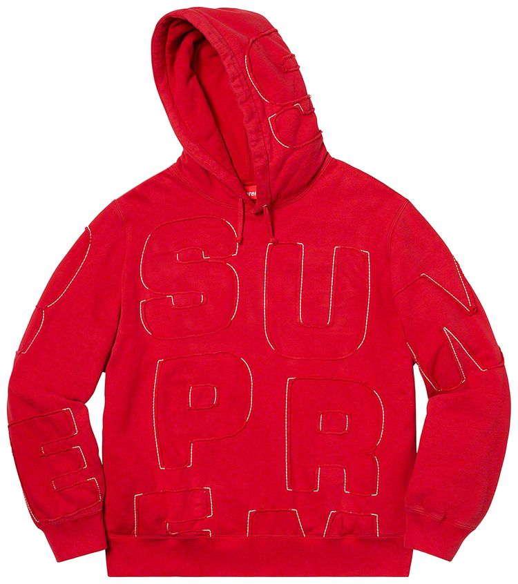 Supreme Cutout Letters Hooded Sweatshirt Red