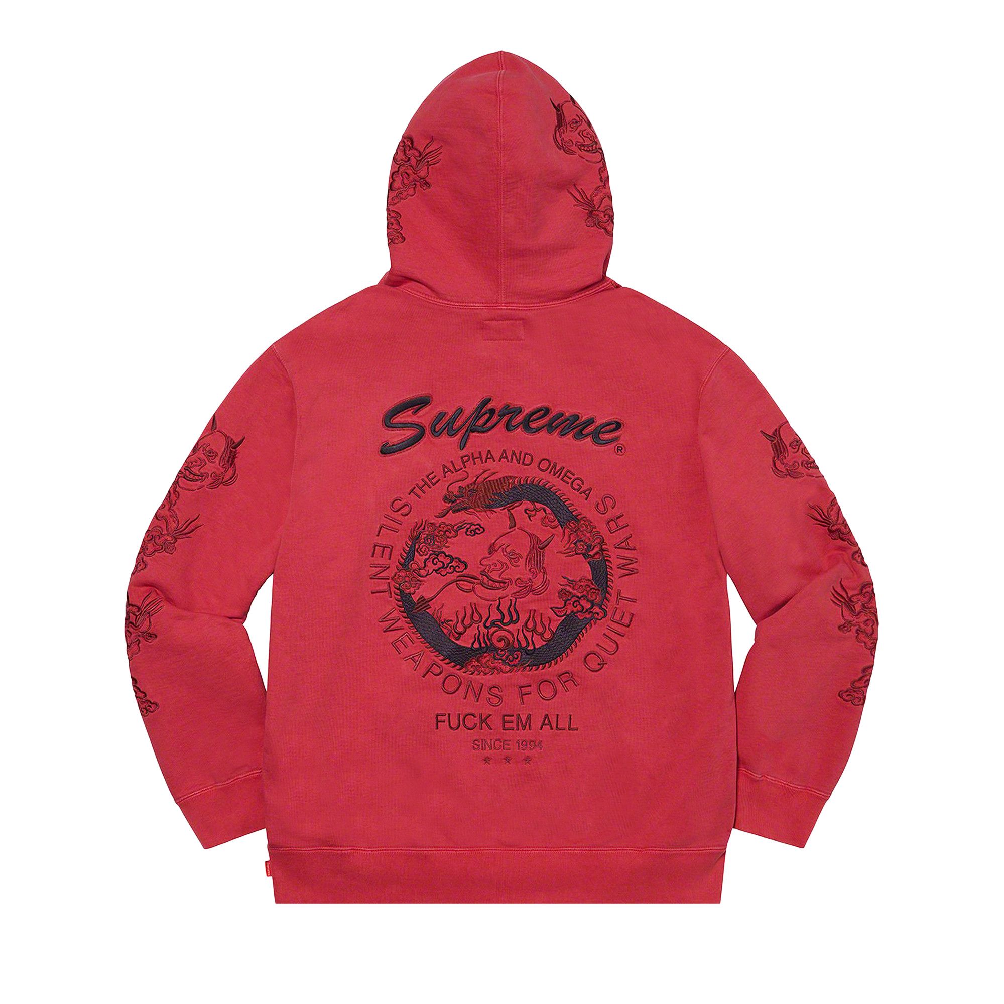 Buy Supreme Dragon Overdyed Hooded Sweatshirt Red SS20SW67 RED GOAT