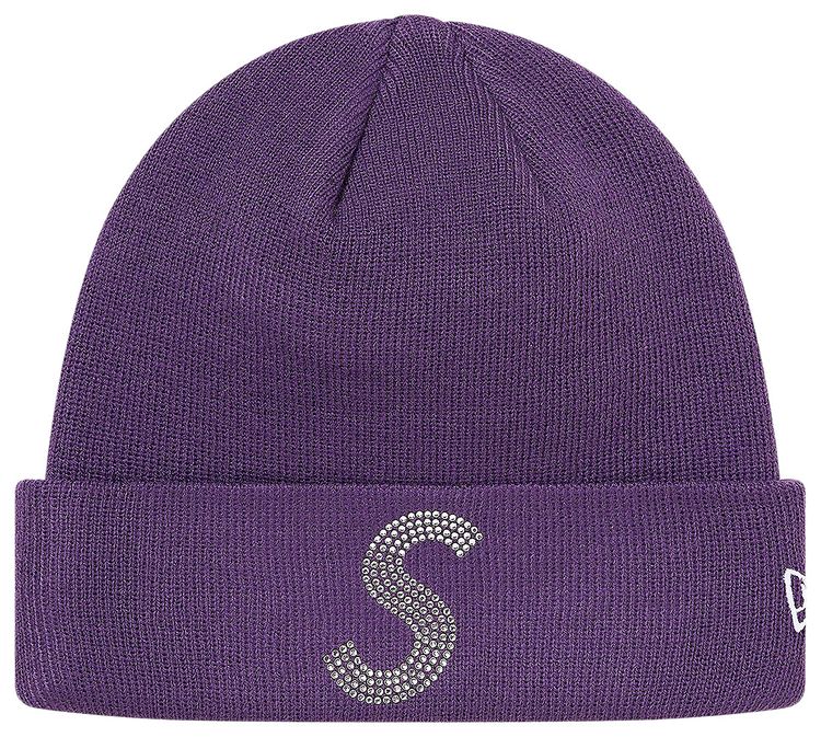 Supreme x New Era x Swarovski S Logo Beanie Purple