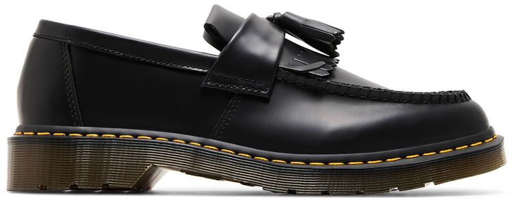 Adrian Yellow Stitch Leather Tassel Loafer Black