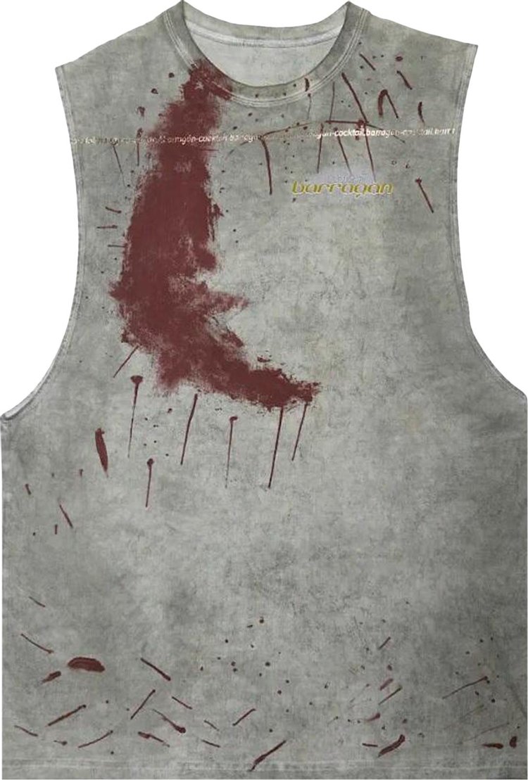 Barragan Sliced Up Sleeveless T Shirt Grey