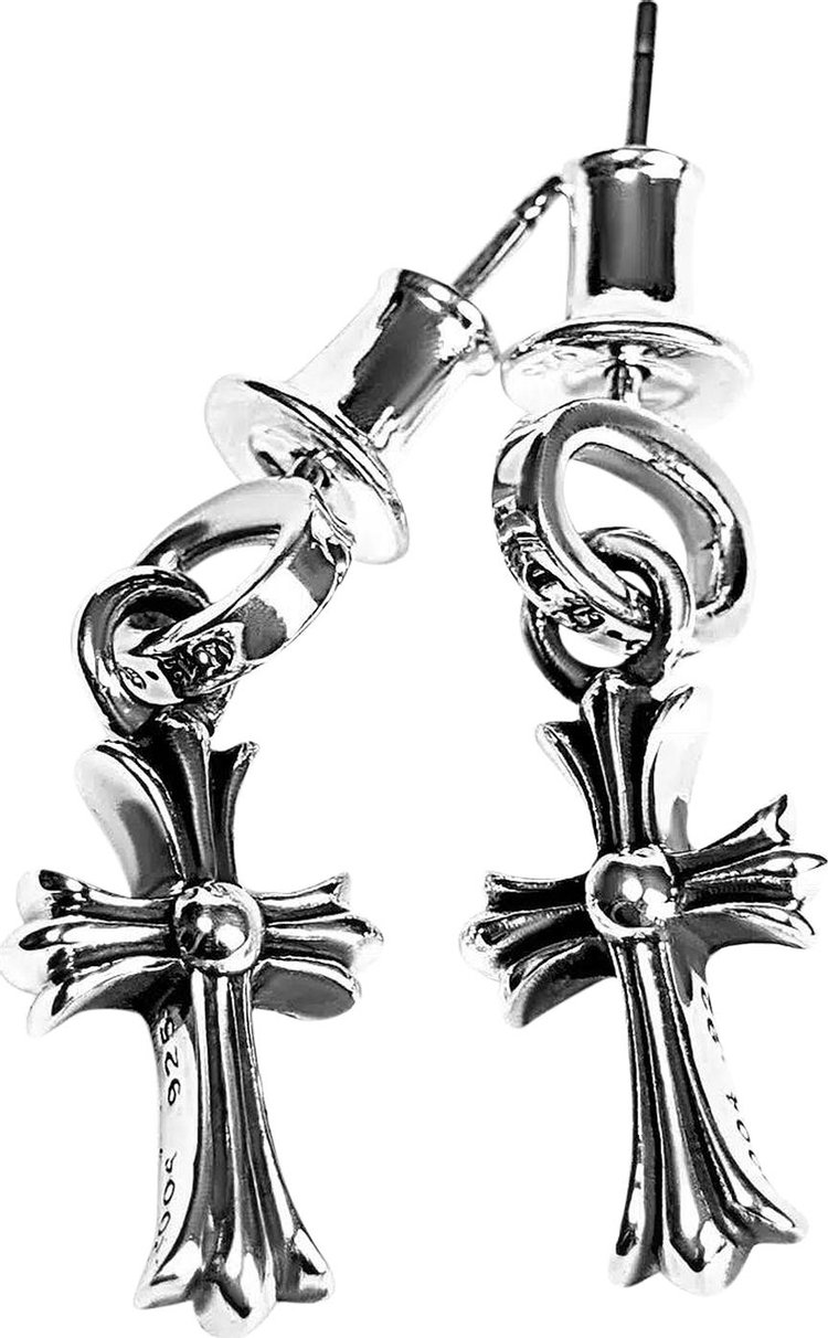 Chrome Hearts Baby Fat Cross Earring Silver