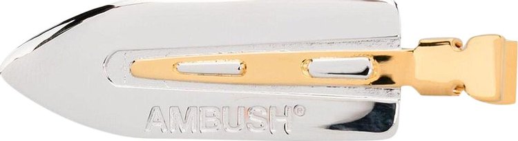 Ambush Debossed Logo Hair Clip Silver