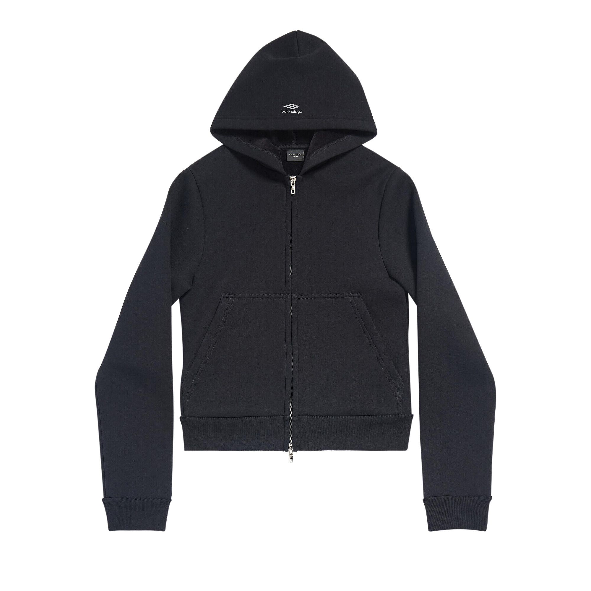 Buy Balenciaga Cropped Zip Hoodie 'Black' - 790382 TQVN9