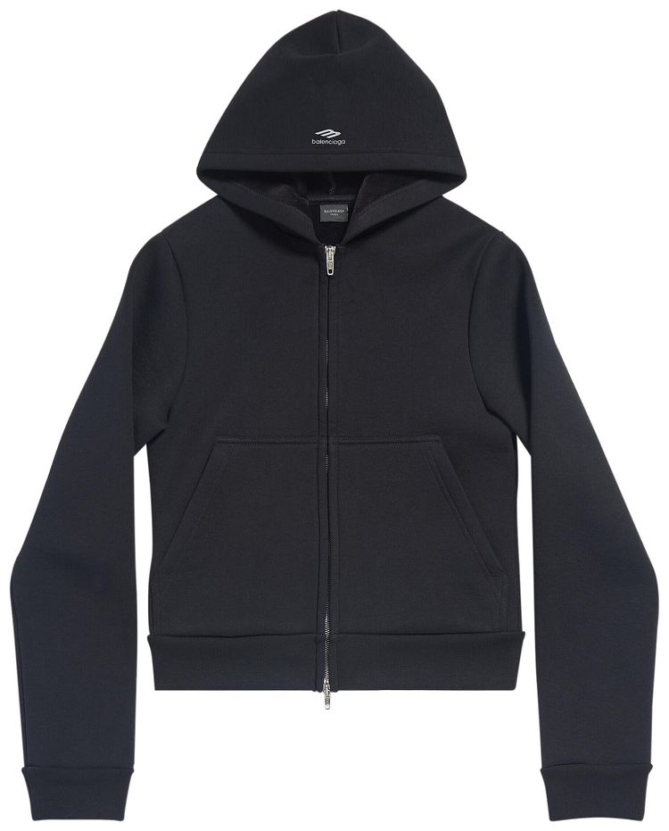 Balenciaga Cropped Zip Hoodie Black