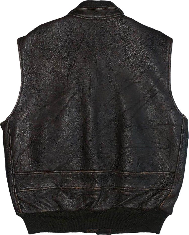 Avirex Leather Vest Dark Brown