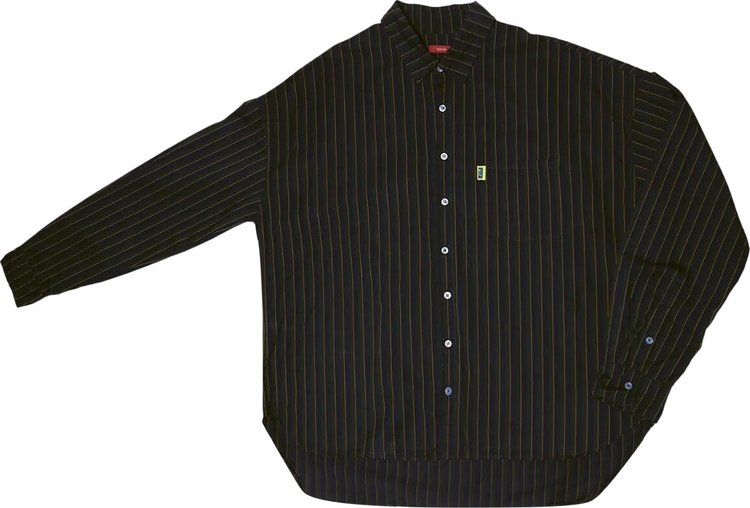 Barragan Button Down Striped Shirt Black