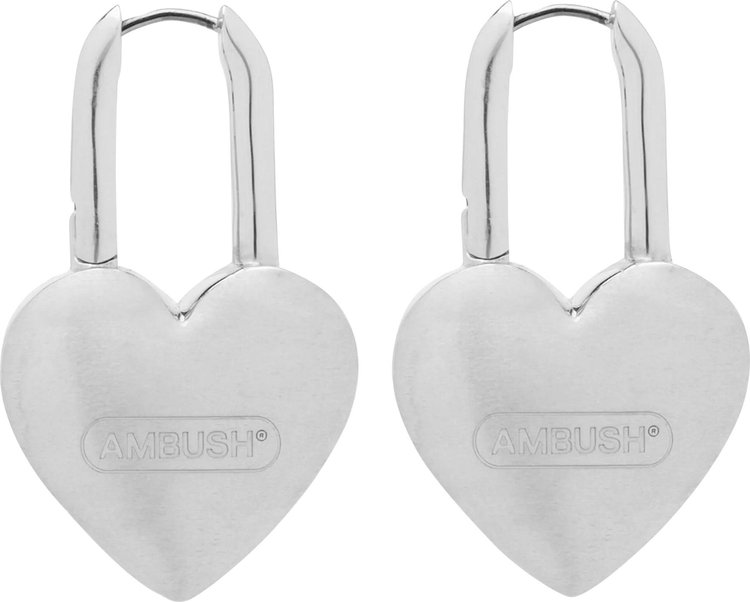 Ambush Heart Padlock Earrings Silver