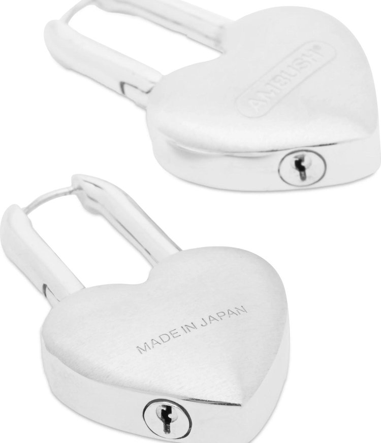 Ambush Heart Padlock Earrings Silver