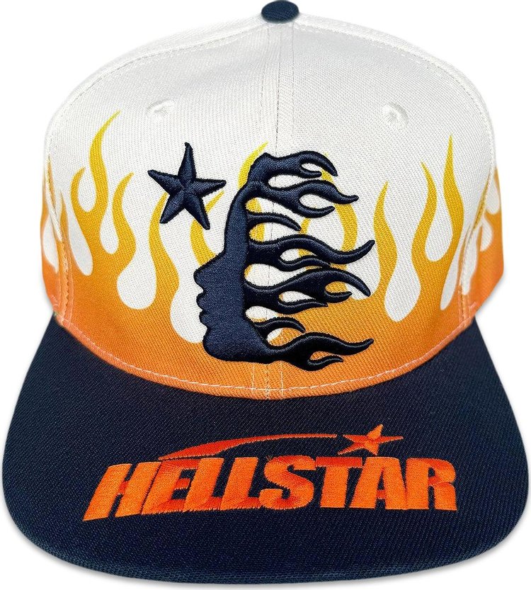 Hellstar Flame Vintage Snapback Hat CreamNavy