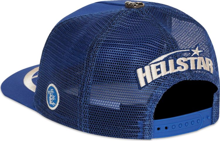 Hellstar Big Logo Trucker Snapback Hat Blue