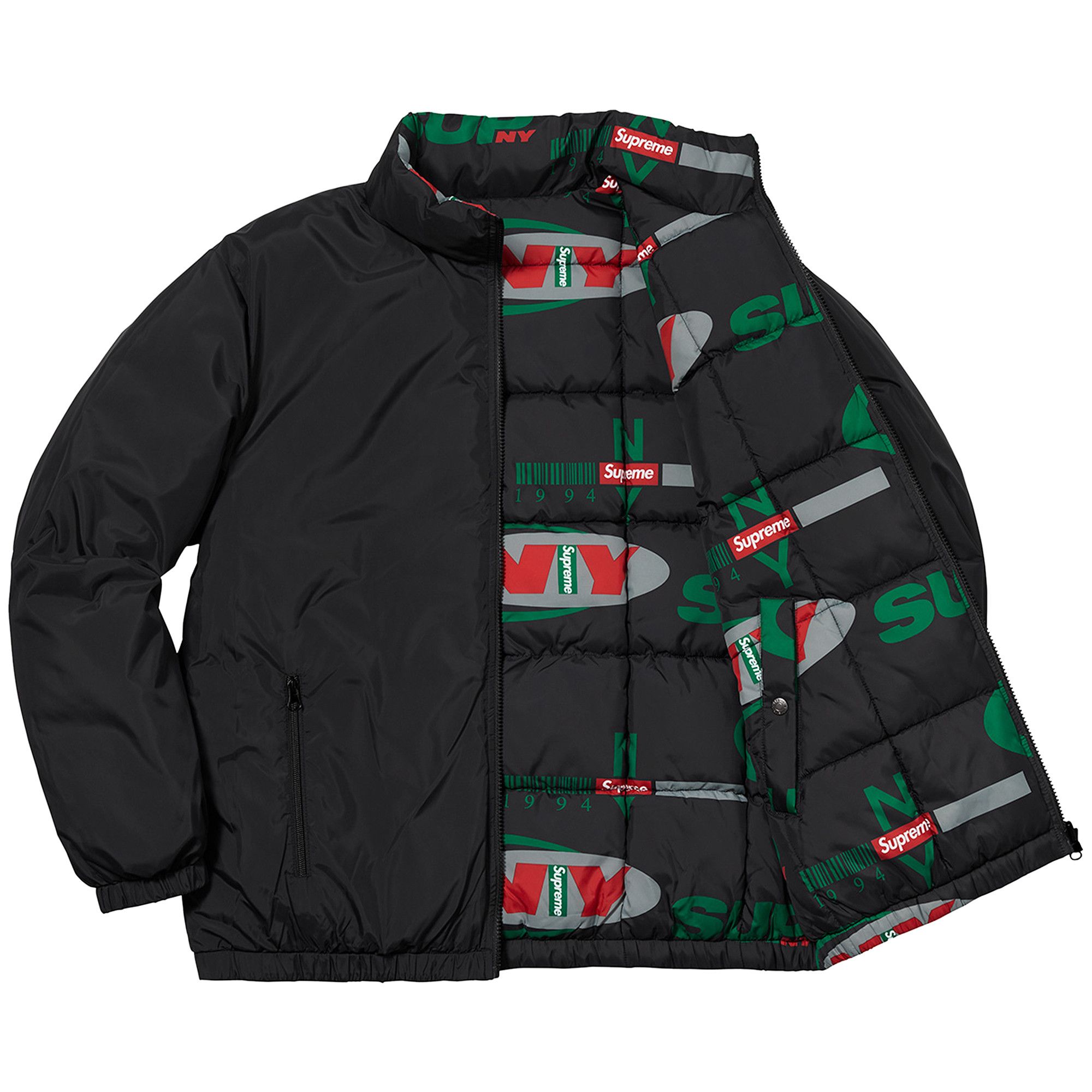 Buy Supreme NY Reversible Puffy Jacket 'Black' - FW18J17 BLACK | GOAT