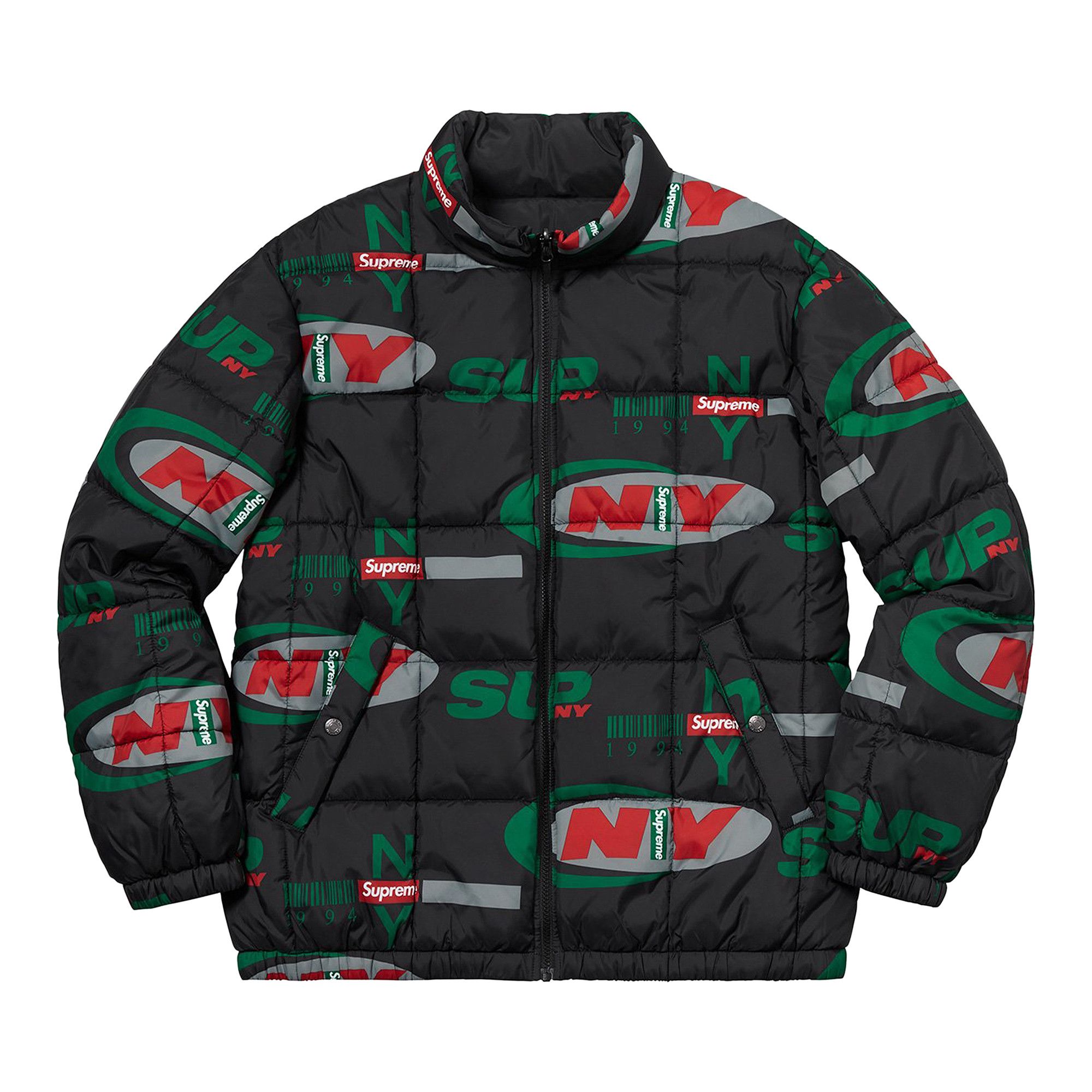 Size l Supreme NY Reversible Puffy Jacket Black