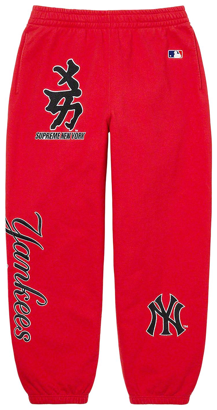 Supreme x New York Yankees Kanji Sweatpant Red