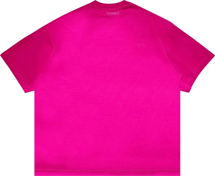 Vetements Open Shoulder 4 Seasons Embroidered T Shirt Hot Pink