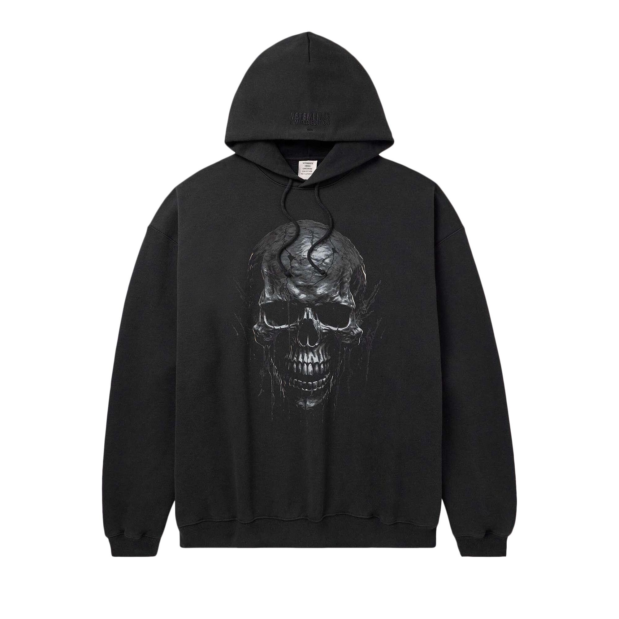 Buy Vetements Skull Metal Hoodie Black UA65HD570B BLAC GOAT DE