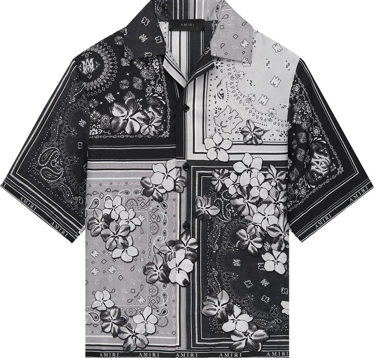 Amiri Bandana Floral Bowling Shirt Black