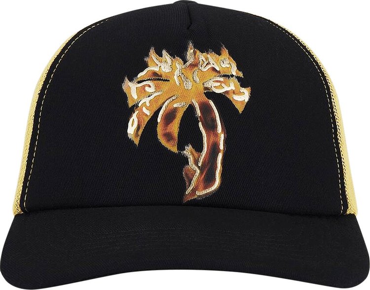 Palm Angels Burning Palm Trucker Cap BlackGold