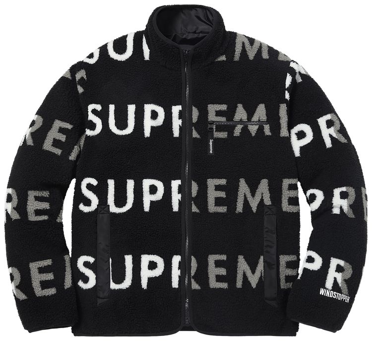 Supreme Reversible Logo Fleece Jacket Black
